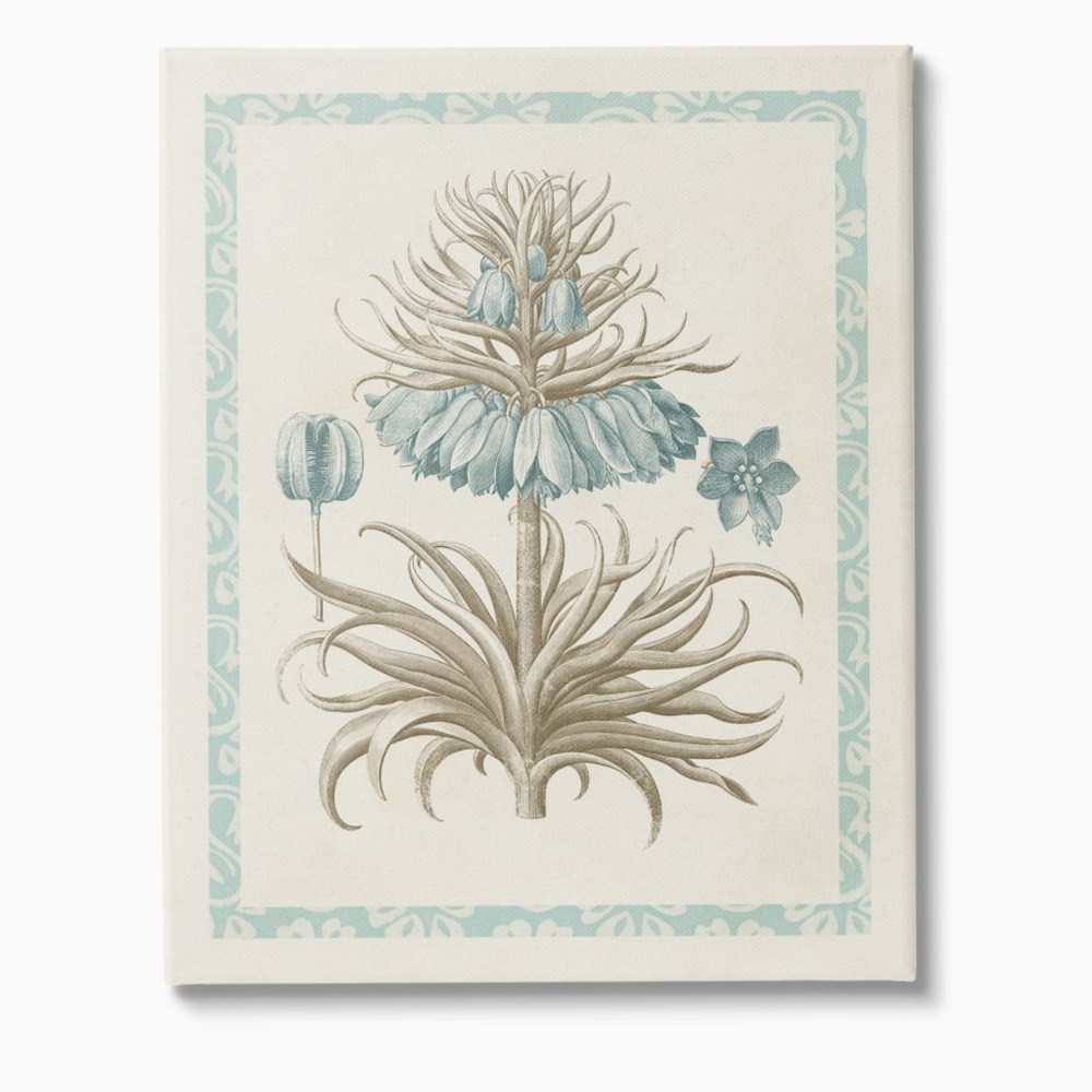 Vision Studio NWT Vintage Flower Botanical Canvas Wall Art Wood Frame 16"x20"